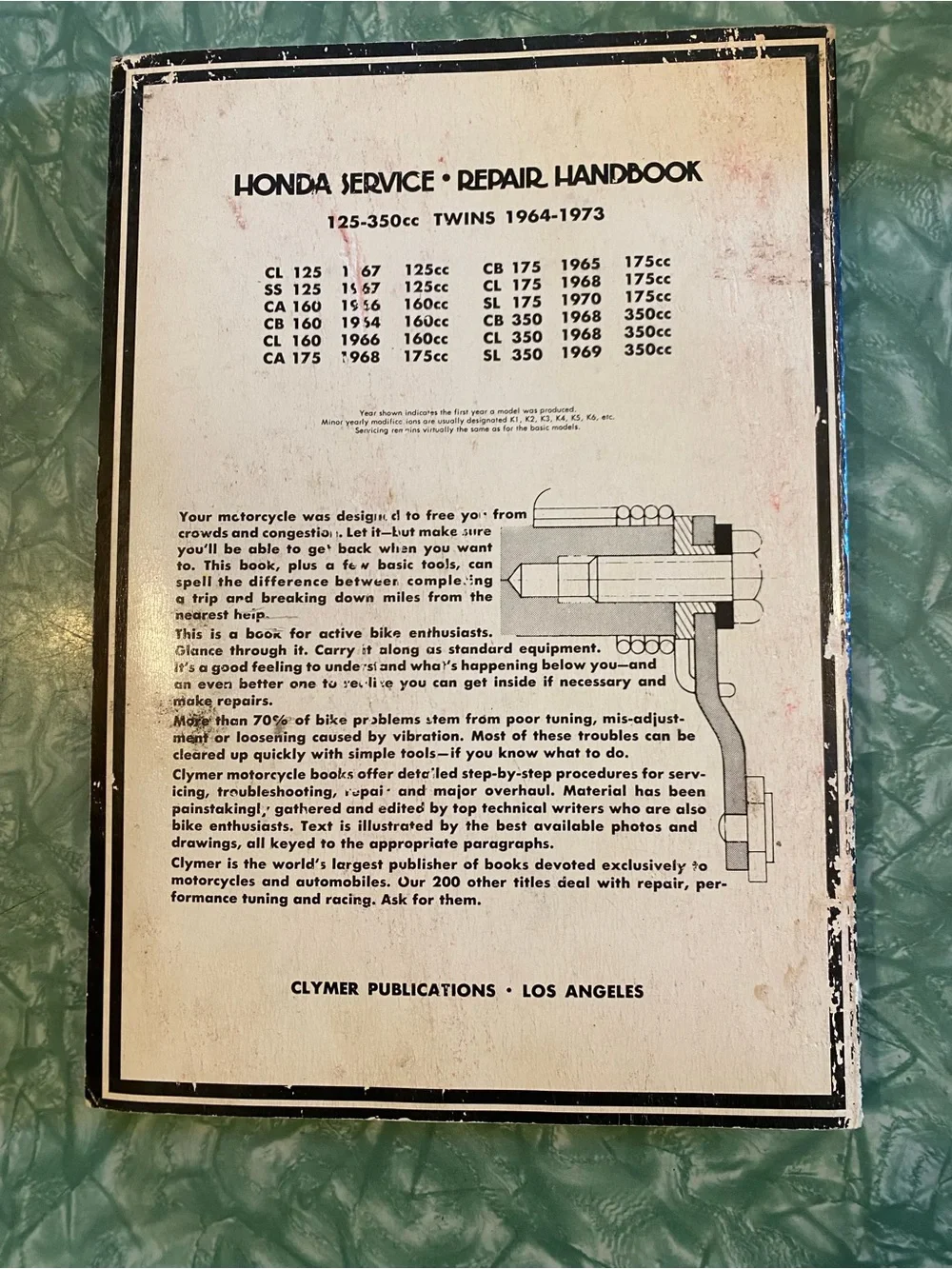 Vintage Clymer Service Repair Manual For Honda 125-350 cc Twins 1964-1973
